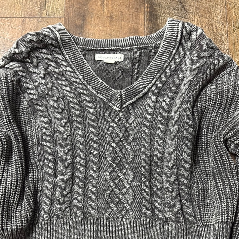 Gray Cable Knit Sweater